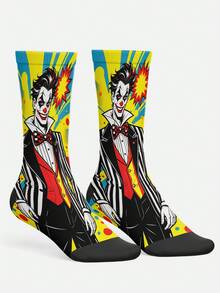 Cool 360° Printed Men's Socks - Streetwear Socks,Retro Pop Comic Graphic,Colorful,Funny Socks, Fit Daily, Holiday & Party Occasions,Father's Gift - Yellow - View 2