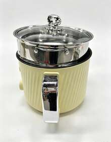 Portable Electric Steamer Pot, Multi-Functional Non-Stick Cooker, Suitable For 1-3 People, Applicable For Stir-Frying, Stewing, Steaming, Cooking Rice, Cooking Noodles, Making Soup, Cooking Porridge, Hot Pot And Steaming Buns - Yellow - View 2