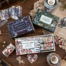 4Roll/Set Christmas Witch Fantasy Forest PET Washi Tape Pre-Cut Winter Holiday Gothic Fairy Tale Decorations Transparent Masking Tape For Stickers Scrapbooking Journal Diary Decoration Aesthetic Stationery - 4Roll/Set - View 1