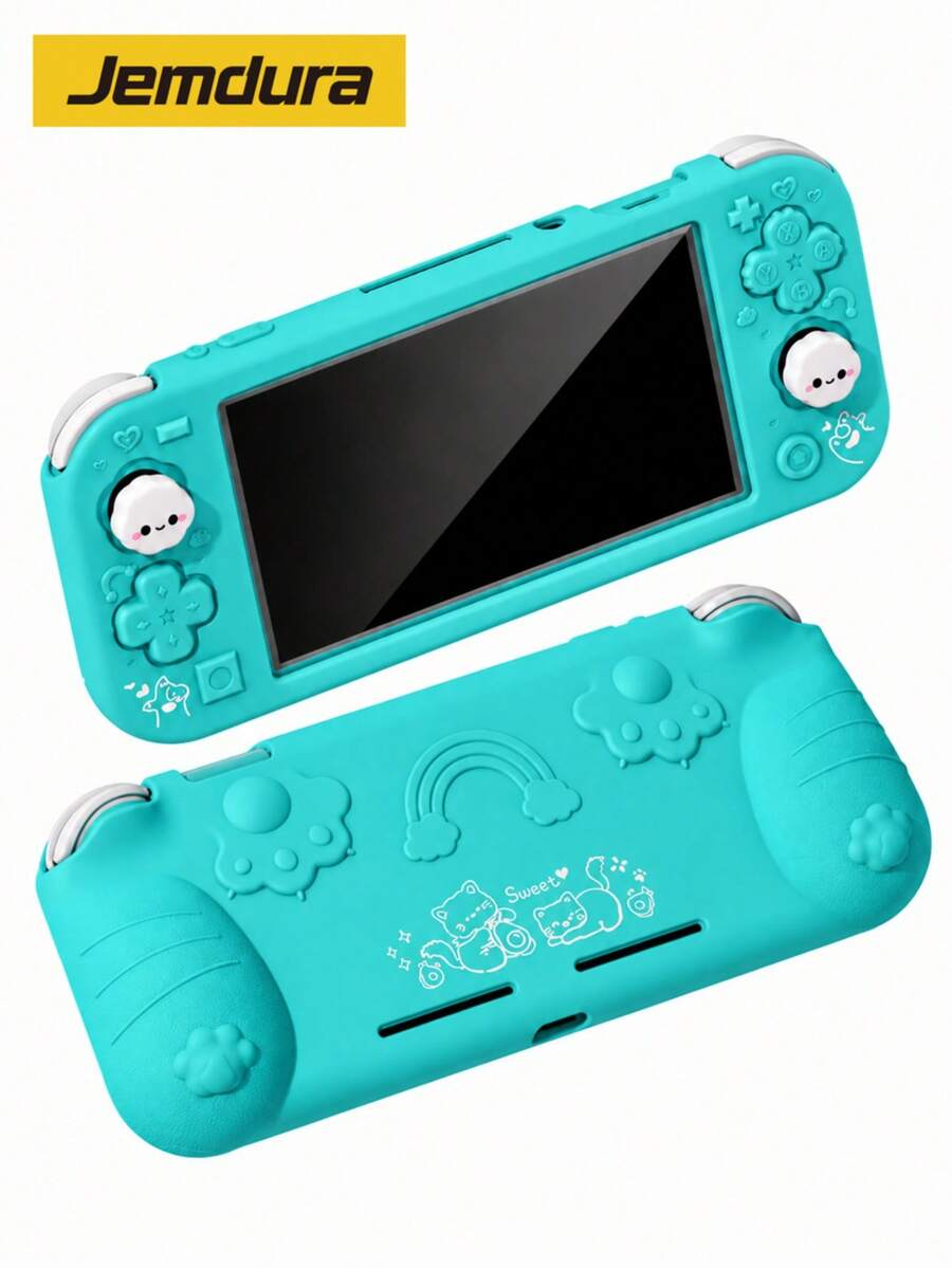 Jemdura, Switch Lite Silicone Protective Case (Includes Joystick Caps), Skin-Friendly Non-Slip Texture, Built-In Stand, Ideal Gaming Accessory For Protecting Your Game Console - View 1