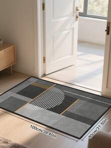 1pc Anti-Slip Door Mat, Grey Geometric Print, Indoor Carpet, Bathroom Mat, Kitchen Mat, Decorative Rug, Multi-Functional Floor Mat, Hallway Carpet, Soft & Comfortable, Anti-Slip, Suitable For Kitchen, Indoor/Outdoor Entryway, Bedroom, Home Decor, Machine Washable - Multicolor - View 4