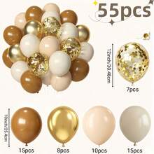 55pcs Vintage Gold Brown Cream Balloon Set, With 12-Inch Gold Sequin Foil And Latex Balloons, Suitable For Wedding, Gender Reveal, Baby Shower, Birthday Party Decoration, Create Warm Party Atmosphere - View 4