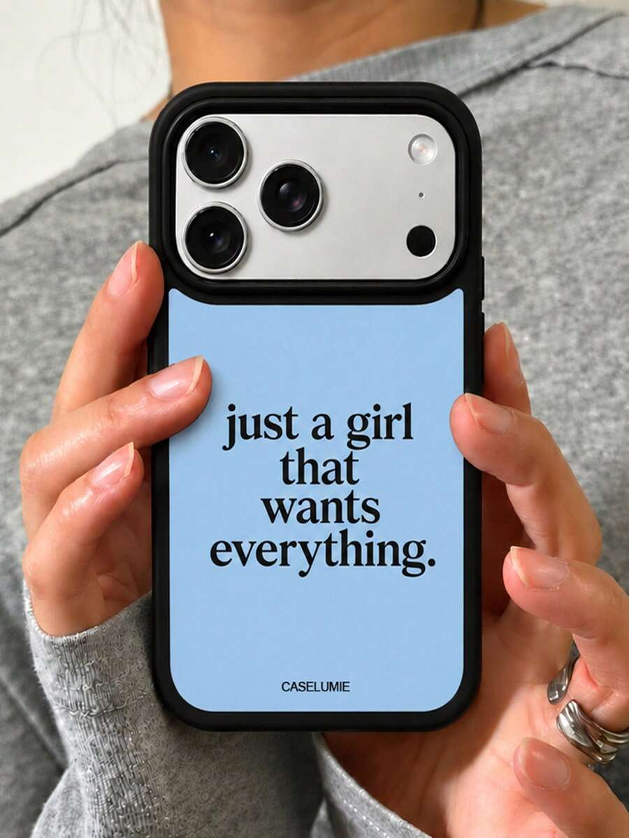 Minimalist Letter Print Phone Case Compatible With IPhone 18 Pro Max 18 Pro 17 Pro Max 17 Pro 17 16 Pro Max 16 Pro 16 15 Pro Max 15 Pro 15 14 Pro Max 14 Pro 14 13 Pro Max 13 Pro 13 12 11 Simple Fashion Shockproof Back Cover - Blue Letters - View 1