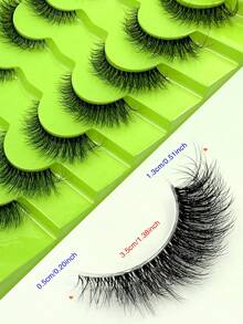 ENCHUW 7 cặp lông mi giả dải trong suốt tự nhiên, lông mi dải đầy đủ, cong xốp, dùng đeo hàng ngày - màu đen - Xem 4