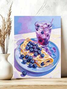 DIY Blueberry Crepe And Refreshing Iced Drink (Frameless Or Framed) Paint By Numbers Kit(Acrylic) Arts & Crafts For Adult Beginners Home Wall Decor Holiday Gifts - Sets - View 3