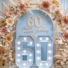 2 Pack 92cm Marquee Numbers 60 With Cool White/Warm LED Lights, KT ...
