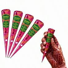 1/4/12pcs Neeta Mehendi Cone, Henna Temporary Tattoo, Temporary Tattoo, Henna Semi-Permanent Temporary Waterproof Tattoo, For Temporary Tattooing - Brown - View 1