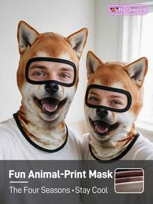 Musion 1/3PCS 3D Animal Ear Balaclava, Cat Dog Print Full Face Mask, Windproof Ski Face Cover For Snowboard Cycling Halloween Cosplay - Multicolor - View 11