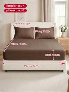 2/3pcs Solid Color Fitted Sheets, Mattress Protector, Mattress Cover, Deep Pocket Bed Sheets, Soft & Breathable, Fits All Bed Sizes - Twin, Full, Queen, King, 9-12 Inches/25cm Deep Pocket, Machine Washable, Brown - Brown - View 19