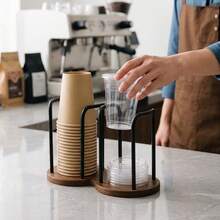 1pc Desktop Heavy-Duty Plastic Cup Lid Dispenser With Stable Base, Space-Saving Coffee Cup Storage Holder For Kitchen, Office, Party Supplies And Coffee Bar Accessories - Multicolor - View 6