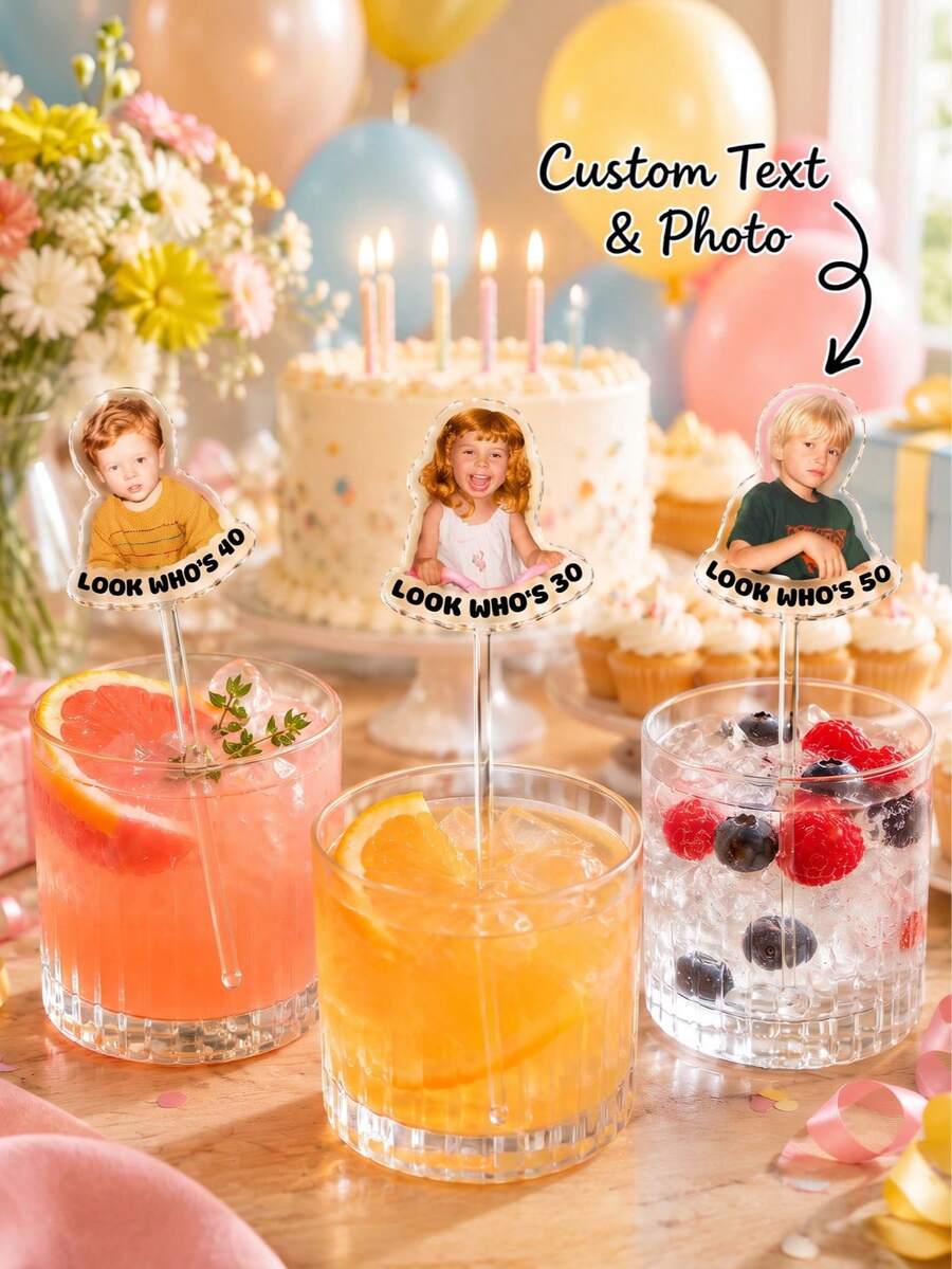 10/30/50/100pcs Customized Wedding Personalized Letter Stir Sticks | Party Decor, Transparent Acrylic Letter Customized Acrylic Stir Sticks - Multicolor - View 1