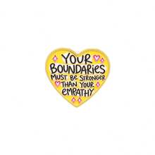 Yellow Heart Enamel Pin, "Your Boundaries Must Be Stronger Than Your Empathy" Quote Brooch, Inspirational Badge For Backpack Jacket Hat, Lovely Gift - Multicolor - View 12