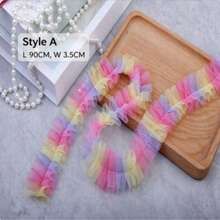 1 Yard Rainbow Double Layer Ruched Fluffy Tulle Light Color Gradient Transparent Mesh Lace Trim, Suitable For DIY Clothing, Party Dresses, Headbands And Hair Accessories - A - View 9