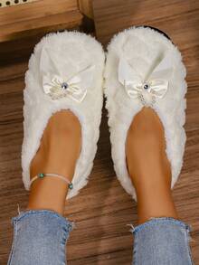 RALSWNAY Autumn/Winter Adult Indoor Slippers, Fleece Lining, Thickened Warm, Suitable For Women, Halloween, Christmas - White - View 5