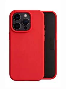 溝槽按鈕高品質液態矽膠手機殼，相容 iPhone 18 Pro Max 17 16 15 14 13 12 11 Pro Max，柔軟蠟感橡皮擦觸感，親膚舒適 - 紅色 - 查看 7