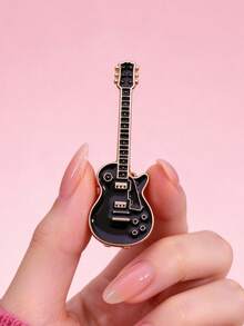 QIHOO Music Guitar Brooch, Women Safety Pin Bag Decoration - Black - View 1