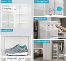 ColorBaby AKTIVE Clear Plastic Shoe Boxes (Pack Of 6) - Stackable And Anti-Tip Shoe Organizer, Modular Shoe Rack With Front Drop-Down Opening For Wardrobe, Up To EU Size 44, 23x33.5x14.5 Cm - View 1