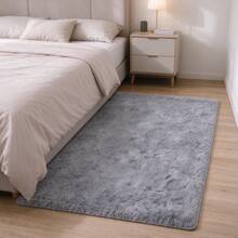 1pc Leopard Print Soft Rug, Non-Slip Fluffy Long Pile Bedside Carpet For Bedroom, Tie-Dye Living Room Rug, Suitable For Girls & Teens Dorm Home Decor, Bedroom & Living Room Carpet, Floor Covering, With Non-Slip Backing, Easy Maintenance - Light Grey - View 21