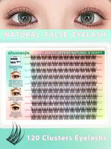 120 Clusters 3D Cartoon Doll Eye Lashes, Triple Fish Tail Cross Dense Natural Fluffy C-Curl Segmented Eyelashes For Big Eyes, Daily Wear - D - View 1