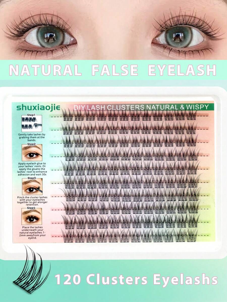 120 Clusters 3D Cartoon Doll Eye Lashes, Triple Fish Tail Cross Dense Natural Fluffy C-Curl Segmented Eyelashes For Big Eyes, Daily Wear - D - View 1