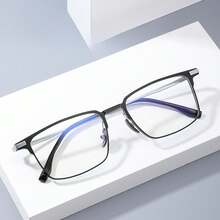 1 Pair Men's Business Retro Plain Lens Glasses, Suitable For Daily Wear, Computer Gaming, Computer Office Work - Clear - View 3