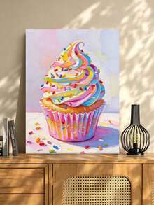 DIY Colorful Rainbow Cupcake (Frameless Or Framed) Paint By Numbers Kit (Acrylic) Arts & Crafts For Adult Beginners Home Wall Decor Holiday Gifts - Sets - View 1