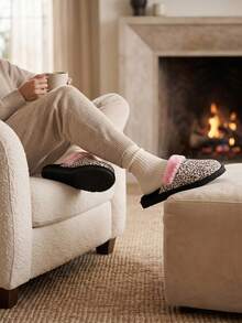 Women Home Slippers - Pink and Animal Print - View 1