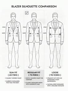 Officeau Men's 2pcs Black Suit Set, Blazer & Pants, For Formal Business/Office - Black - View 5