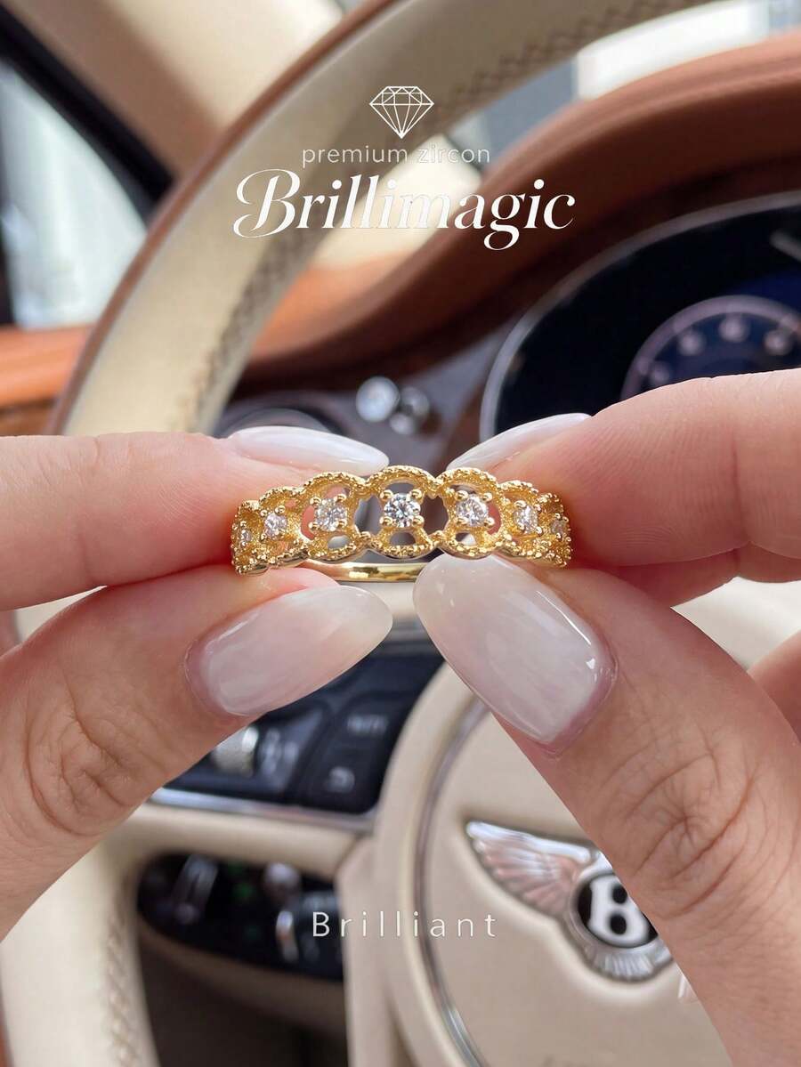 1件復古鋯石戒指 女款 訂婚 婚禮 派對 日常配戴 週年紀念珠寶禮物