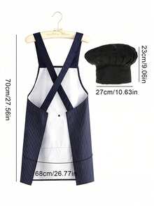 Cute Kitten Apron, Striped Apron, Easy To Wear, With Detachable Towel, Black Cat Holding Knife Pattern, Dual Pockets, Durable And Easy To Clean, Suitable For Baking, Cooking, Home And Restaurant Use, Craft Apron, Painting, Car Repair, Cleaning, Holiday Gift, Chef's Essential Apron, Christmas, Halloween - Multicolor - View 12