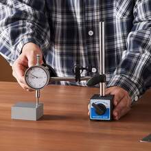 Mätklocka med dubbelt ställ och förvaringsväska, 0,03 mm noggrannhet, 0–25,4 mm mätområde, finjusterbar lång arm, icke-magnetiska centreringsstänger för maskininställning, mätning på trånga ytor - 1,65 kg - Visa 9