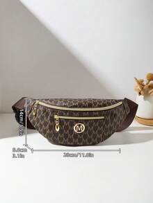 Letter New Women's One-Piece Waist Bag Chest Bag Crossbody Bag Shoulder Bag - Coffee - View 3