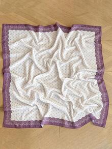 1pc New Polka Dot Pattern Square Silk Scarf Bandana, Versatile For Daily Wear And Commuting - Multicolor - View 3