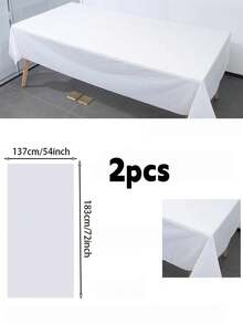 1/2pcs Disposable Party Tablecloth PE Plastic Cloth Birthday Dessert Table Solid Color Tablecloth 108inch Party Birthday Party Decoration Supplies - White - View 9