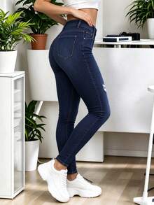 Women Jeans - Washed Denim Blue - View 3