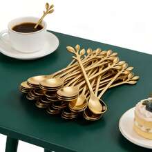 Mini Leaf Coffee Spoon, 10/20/30/40Pcs Stainless Steel Stirring Teaspoon, Multi-Purpose Dessert Fruit Appetizer Spoon For Wedding Christmas Party, Holiday Gift & Stocking Fillers - - - View 11