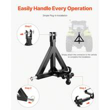 3 Point Trailer Hitch 2 In Receiver, 3pt Quick Hitch Attachment With 3 Trailer Balls, Tractor Tow Drawbar Adapter, Compatible With Kubota, Mahindra, Ford, Yanmar, John Deere, Massey Ferguson - 35.05 Lbs - View 6