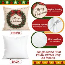 4pcs/1pc Santa Claus & Deer Pattern Pillow Case Without Insert, Single-Sided Printed Pillow Case, Suitable For Living Room, Bedroom, Home Decor, All-Season Pillow Case - Multicolor - View 4