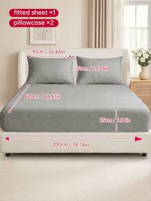 2/3pcs Solid Color Fitted Sheets, Mattress Protector, Mattress Cover, Deep Pocket Bed Sheets, Soft And Breathable, Suitable For All Bed Sizes - Twin, Full, Queen, King, 9-12 Inches/25cm Deep Pocket, Machine Washable - Light Stone Gray - View 27