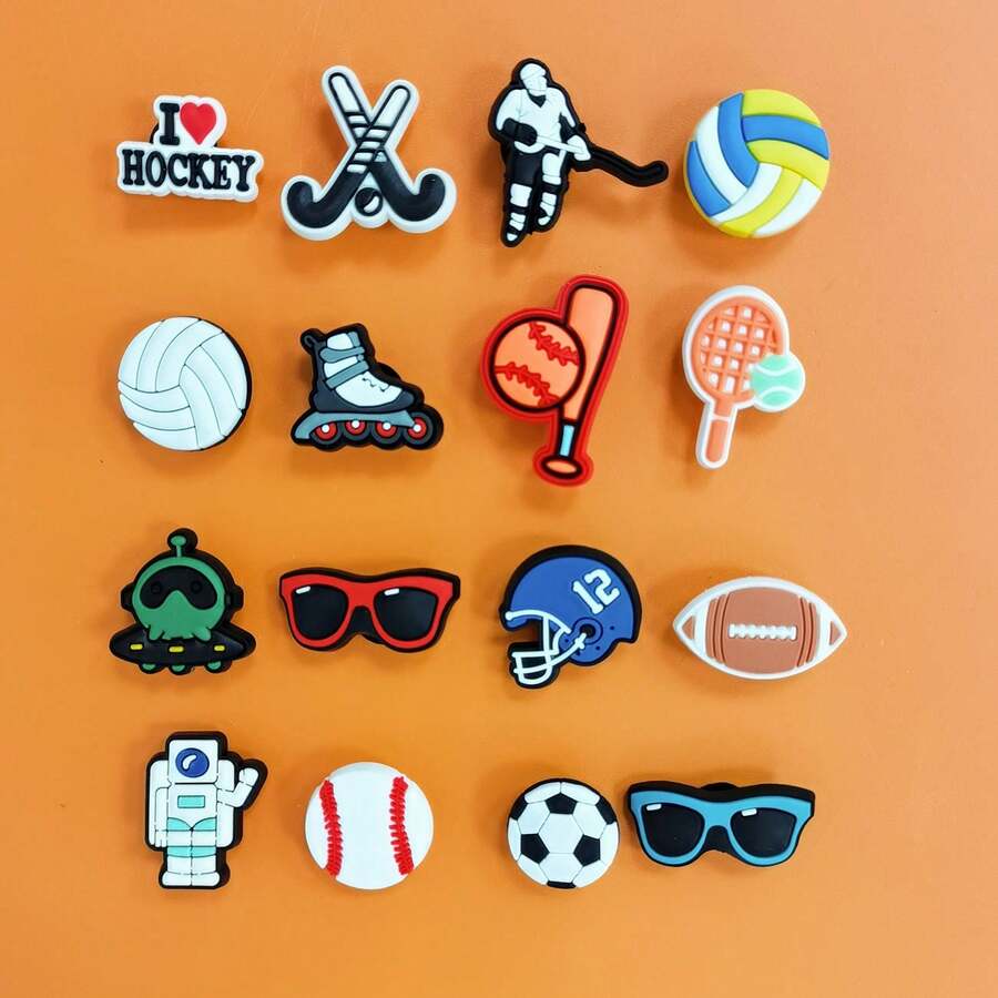 12PCS Sports Ball Shoe Charms Set. Cool Ball Pattern Shoe Charms, Design To Customize Clogs. - Multicolor - View 1