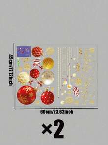 3/2/1pc 2D Christmas Electrostatic Window Stickers, Christmas Ball Pattern Design. Perfect For Christmas Window Display, Home Decor, Cafe & Restaurant Holiday Decoration, Store Showcase, And Christmas‑Themed Parties. - Multicolor - View 11