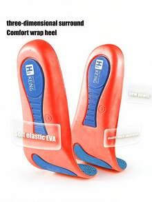 2 Pairs Sports Arch Support Full Length Insoles, Rebound Shock Absorption Running Shoe Accessories - Blue Orange - 2 Pairs - View 4