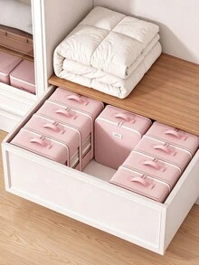 1pc Soft Minimalist Style Fabric Storage Box, Rectangular Organizer Bin With Transparent Visual Window, Space Saving Clothes Sorting Container, Wardrobe Drawer Organizer, Ideal For Christmas Gift, Bedroom Closet, Dresser, Home Closet Storage - Multicolor - View 8