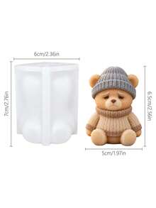 Bear Sweater Mold With Knitted Hat And Sweater, Suitable For Resin, Wax, Plaster Handmade Crafts | Reusable Flexible Silicone Bear-Shaped Mold For DIY Candle Making, Cement Crafts, Handmade Holiday Decorations | Easy Demolding, Suitable For Desktop Gifts - Bear Mold - View 2