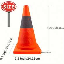 1pc Foldable Traffic Cone With Reflective Stripes, Telescopic Design With Light For Night Use, Car Emergency Road Barrier Pillar - Multicolor - View 17