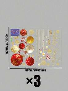 3/2/1pc 2D Christmas Electrostatic Window Stickers, Christmas Ball Pattern Design. Perfect For Christmas Window Display, Home Decor, Cafe & Restaurant Holiday Decoration, Store Showcase, And Christmas‑Themed Parties. - Multicolor - View 12
