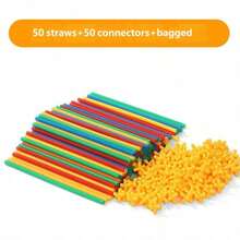 somoving Bộ đồ chơi lắp ráp 150 khối xây dựng ống hút STEM giáo dục, đồ chơi ống hút nhựa lắp ghép dạng ống mỏng kỹ thuật, bộ đồ chơi giáo dục cho trẻ em, quà tặng phù hợp cho bé trai và bé gái - Nhiều màu - Xem 12