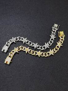 1pc European And American Fashion Hip Hop Design Star-Shaped Bracelet, Rhinestone Inlaid, Street Style Accessory - Star Bracelet - View 6