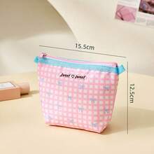 Plaid Bow Mini Coin Purse With Adjustable Shoulder Strap, Sweet Style Portable Crossbody Small Bag, Can Store Keys, Cards, Cash, Lipstick, Jewelry, Compact Trapezoid Makeup Storage Bag, Multiple Styles Women's Daily Travel Handheld Small Storage Bag - Multicolor - View 12