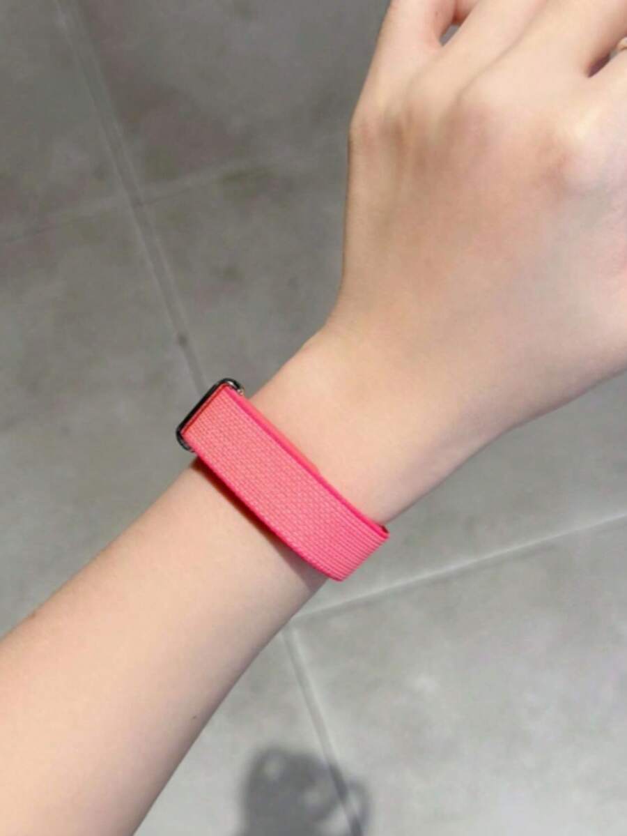 A Watermelon Red Men's And Women's Nylon Hook And Loop Webbing Loop Sports Strap Compatible With Google Air Screenless Fitness Tracker - Watermelon Red - View 1